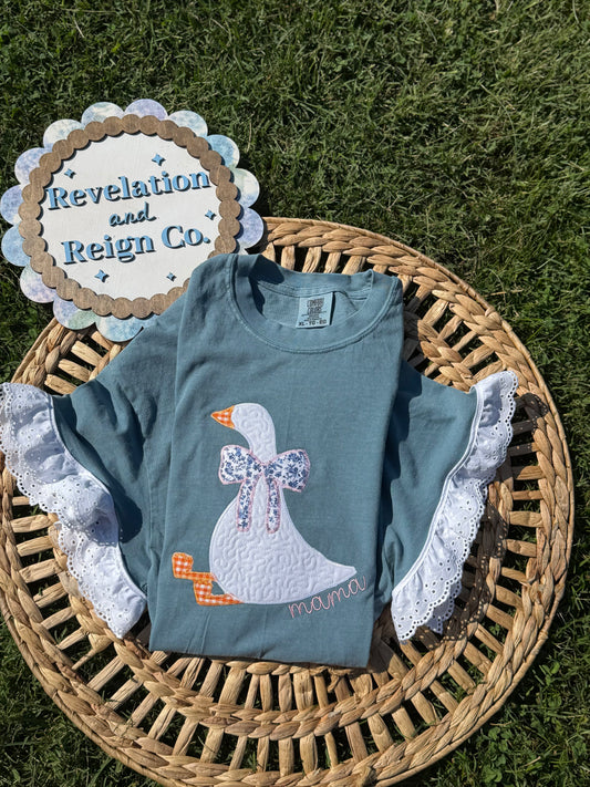 Mama goose ruffle sleeve